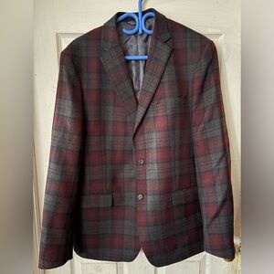 Lauren Ralph Lauren Men's Blazer - Burgundy and Charcoal Plaid